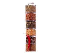 Stackable Špice Jars - Clear Condiment Container | Portable Jars with Lids | 6 Pieces Round Špice Tower, Multifunctional Seasoning Storage Box Set for Kitchen Pantry Countertop and Outdoor Cooking