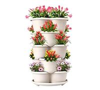 Stackable Tier Planter, Vertical Garden Pots System, 5 Layer Tower with Drainage, Raised Planter, Balcony Pot with Modern Design, Strawberry Growing for Outdoor Use