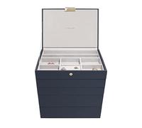 Stackers Caja de joyería mediana clásica azul marino, juego de 5