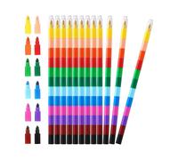 Stacking Crayons Stackable Buildable Crayons Colored Crayons for School Office Supplies (12 Count)