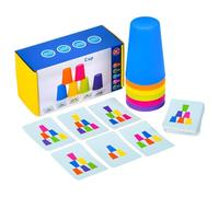 Stacking Cups Game, Educational Cup Stacking Set, 2.75*1.96in Classic Interactive Stackings Game, Intelligence Response for Training Tool, Durable Lightweight, Family Parent-Child Travel Party