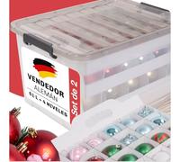Stackmeister Caja de almacenamiento para bolas de Navidad, juego 2 I Máxima seguridad y almacenamiento para bolas de Navidad I Ideal para Navidad I Organizador de 60 litros
