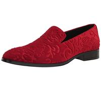 Stacy Adams Saunders Velour Slip on, Mocasín Hombre, Rojo Excursión Color sólido Getaway Solids, 47 EU