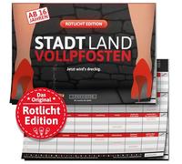 Stadt Land VOLLPFOSTEN® - ROTLICHT Edition - AB 16 Jahren: Dieser ultimative Spielblock im DIN A4 Format beinhaltet 50 Blatt. So ist für Viele ausgiebige Spielabende mit Familie und Freunden gesorgt