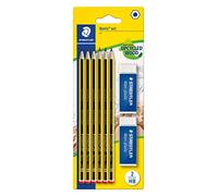 Kit de 6 lápices de grafito Noris HB y 2 gomas Mars Plastic