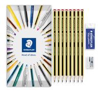 STAEDTLER 121 Noris - Lápiz escolar + borrador de plástico Mars + sacapuntas de metal de un solo agujero. Paquete esencial de 8 lápices HB de grado en embalaje de regalo de sobre, ideal para el
