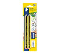 STAEDTLER 121S1 BK4D Noris School - Lápices de grafito HB Degree (paquete de 4 lápices, sacapuntas + borrador), color negro