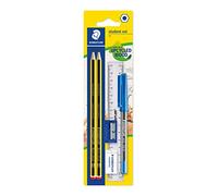 STAEDTLER 121SET BKD Noris School Graphite HB - Juego de papelería para estudiantes (paquete de 2 lápices, bolígrafo azul, regla, borrador y sacapuntas), color negro