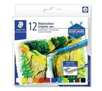 STAEDTLER 223 C12; crayones Acuarelables De Colores Variados; caja Con 12 Lápices De Cera Para Acuarela, multicolor