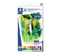 STAEDTLER 223 C24. Crayones acuarelables de colores variados. Caja con 24 lápices de cera para acuarela.