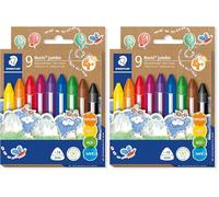 STAEDTLER 228 14 C9 Ceras Noris Jumbo extra gruesas de diseño triangular ergonómico. Estuche cartón con 9 ceras colores surtidos (Paquete de 2)