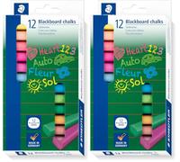 STAEDTLER 2360 Tizas para pizarra - 12 colores, 12 mm (Paquete de 2)