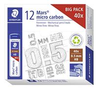 STAEDTLER 255 05-HB Mars Micro - Cables de recambio para portaminas HB, 0,5 mm (caja de 12 tubos de 40 minas)