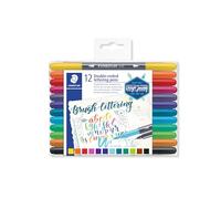 STAEDTLER 3004 Hand lettering doble punta - 12 colores, 1,0-6,0 mm | Punta pincel gruesa y punta fina por rotulador en colores surtidos - hand lettering y bullet journal - Art.-Nr. 3004TB12A6