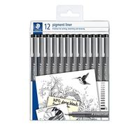 STAEDTLER 308-9 TB12 - Rotuladores de pigmento para trazar, varios anchos de línea, color negro (juego de 12)