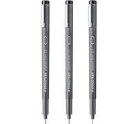 STAEDTLER 308 Pigment Liner Fineliner - Bolígrafo de punta fina de 0,3 mm, 0,5 mm, 0,8 mm, tinta negra, paquete de 3