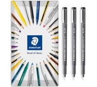STAEDTLER 308 Pigment Liner Fineliner - Rotulador de punta fina, ideal para escribir, hacer bocetos, dibujo técnico, marcar, tinta negra, en embalaje de regalo de sobre (0,1mm)