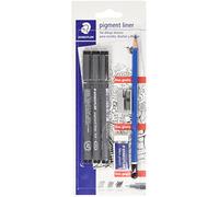 Staedtler 308 SBK3P2. Set de dibujo técnico: 3 Rotuladores Pigment Liner, lápiz, goma de borrar y afilalápices.