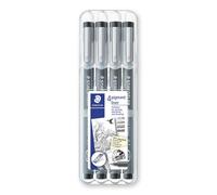 STAEDTLER 308 WP4, Rotuladores Fineliner Pigment Liner, Bolsa con 4 marcadores p