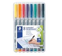 Staedtler 316 WP8 - Rotuladores de Punta Fina Lumocolor, Estuche con 8 Colores, Negro