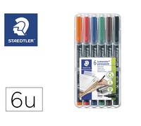 Staedtler 317 Rotulador Lumocolor Permanente Punta de Fibra para Retroproyeccion, Estuche 6 Colores, Punta Media