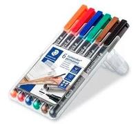 Staedtler® Lumocolor - Bolígrafo universal permanente (punta fina, punta M, caja Staedtler con 6 colores)