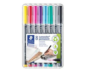 STAEDTLER 317 WP8-2 Lumocolor Rotulador universal permanente, todas las superficies, resistente a las manchas y al agua, recargable, ancho de trazo 1 mm, 8