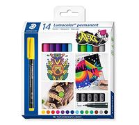 STAEDTLER 318 C14 Lumocolor permanent ART rotulador permanente, todas las superficies, resistente a las manchas y al agua, ancho de trazo 0,6 mm, recargable, 14