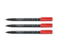 Staedtler 318 Lumocolor - Bolígrafo permanente (0,6 mm, 10 unidades), color rojo