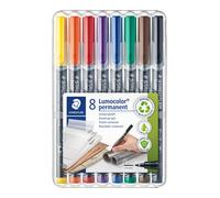 STAEDTLER 318 WP8 Lumocolor Permanent Pen, Fine Line Width, 0.6mm - Assorted Col