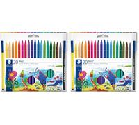 STAEDTLER 326 C20 - Rotulador de fibra (20 unidades), colores surtidos (Paquete de 2)