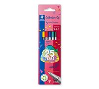 STAEDTLER 334 BK5 TA Fineliner Triplus Celebration Set, cuerpo triangular ergonómico, punta de 0,3 mm, larga duración, 4 + 1