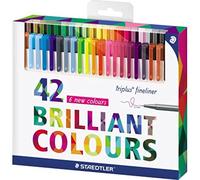 STAEDTLER 334 C42 Triplus Fineliner Superfine Pen, 0.3mm Line Width - Assorted C