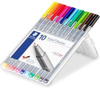 STAEDTLER 334 SB10. Rotuladores de colores brillantes de punta fina multicolor Triplus Fineliner. Punta revestida de metal, ergonómico, lavable - Pack de 10 marcadores.