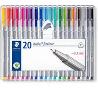Staedtler 334 SB20 Triplus - Rotuladores de Punta Fina Triangular (0,3 mm, 20 Un