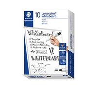 Staedtler 351-9 - Rotuladores para pizarra blanca Lumocolor, inodoro, secado rápido y recargable, paquete de 10 unidades, color negro