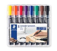 Staedtler 352 WP8. Rotuladores permanentes de colores. Caja con 8 unidades | Punta redonda, resistente al borrado en casi todas las superficies - resistente al agua - N.º de art. 352 WP8
