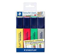 STAEDTLER 364 CWP4-XST Rotuladores Fluorescentes Textsurfer, Estuche con 4 Marcadores de Colores Excellent