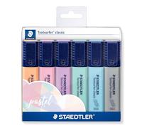 STAEDTLER 364 CWP6PAST Rotuladores Fluorescentes Textsurfer, Estuche con 6 Marcadores de Colores Pastel
