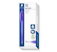 STAEDTLER 4230 M-6 - Bolígrafo retráctil (10 unidades), color morado | Bolígrafo triangular, ancho de trazo de 1,0 mm, barril ergonómico. Número de artículo: 4230 M-6