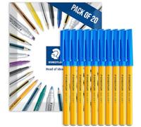 STAEDTLER 430F - Bolígrafos finos (20 unidades), color azul | Punta fina de 0,3 mm en embalaje de sobre, suave, para escribir, dibujar y estudiar