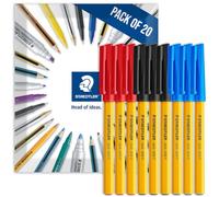 STAEDTLER 430F - Bolígrafos finos (20 unidades) | Punta fina de 0,3 mm en embalaje de sobre, suave, para escribir, dibujar y estudiar