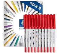 STAEDTLER 430M - Bolígrafos de punta redonda (20 unidades), color rojo | Bolígrafo de escritura, suave, punta media, para notas, dibujo, estudio