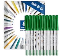 STAEDTLER 430M - Bolígrafos de punta redonda (20 unidades), color verde | Bolígrafo de escritura, suave, punta media, para notas, dibujo, estudio