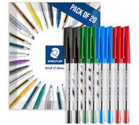 STAEDTLER 430M - Bolígrafos de punta redonda (20 unidades, tamaño mediano) | Bolígrafo de escritura suave, punta media, para notas, dibujo, estudio