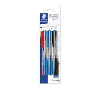 STAEDTLER 430MSBK6D - Pack de 6 bolígrafos | Multicolor con capuchón y clip, compensación de presión - escritura fiable - N.º de art. 430MSBK6D