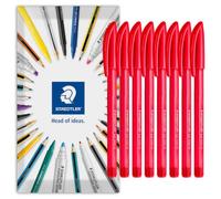 STAEDTLER 4320 - Bolígrafos de punta redonda (tamaño mediano, 8 unidades), color rojo