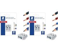 Staedtler 510 20 BKDST Afilalápiz Doble de Acero Inoxidable, Blíster con 1 Sacapuntas de Metal (Paquete de 2)