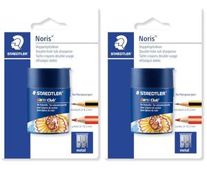 Staedtler 512002BKD - Sacapuntas Doble con Contenedor, Gris (Paquete de 2)