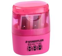 Staedtler 51260F20BK Afilalápices doble con depósito, color rosa neón. Presentación en blister